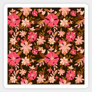 Pastel Color Floral Pattern - Pink Brown Sticker